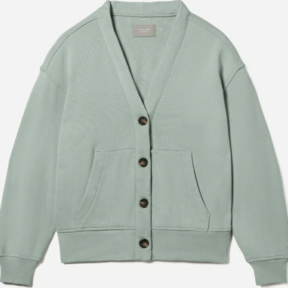Everlane Sweaters Everlane Organic Cotton Varsity Cardigan Aqua